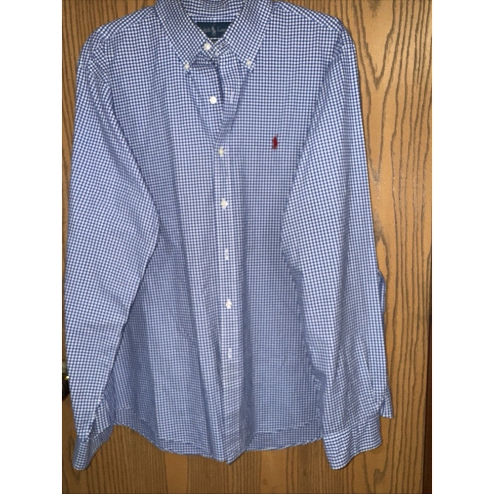Mens Polo Ralph Lauren Long Sleeve Check Button Up Shirt Cotton Size Large L
